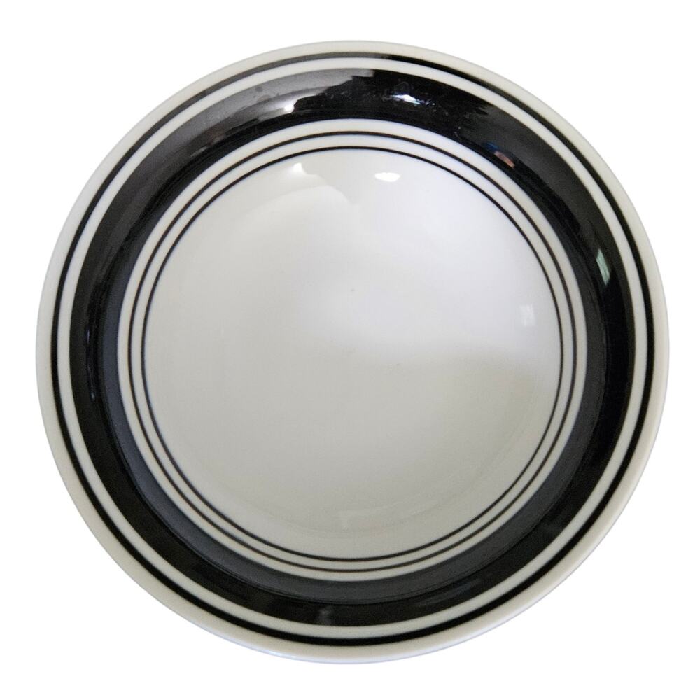 Mainstays Home Black & White Soup Cereal Bowls Set of 4 Striped Stoneware